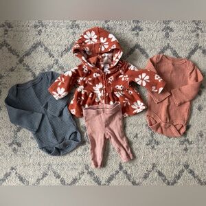 Newborn- Floral Jacket and Striped Pants Set + 2 onesies
